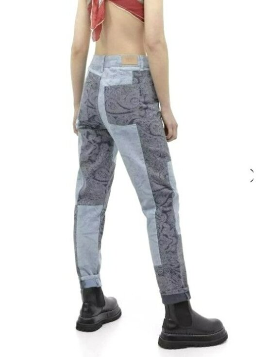BDG Denim - Urban Outfitters BDG Blue Paisley Patchwork Bandana Print Mom Jeans Retro Vtg